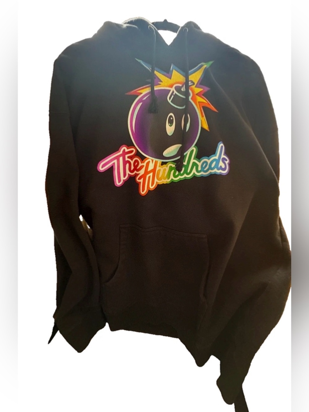 Vintage The Hundreds Adam Bomb Graphic Logo Hoodie Pullover Black Multicolor XL